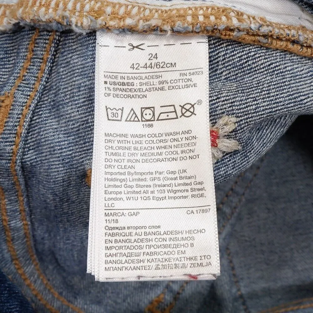 Gap Shorts Size 24 Womens Floral Embroidered Raw Hem Blue Measures W27